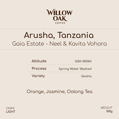 Arusha Region, Tanzania -  Gaia Estate Gesha | Spring Water Washed