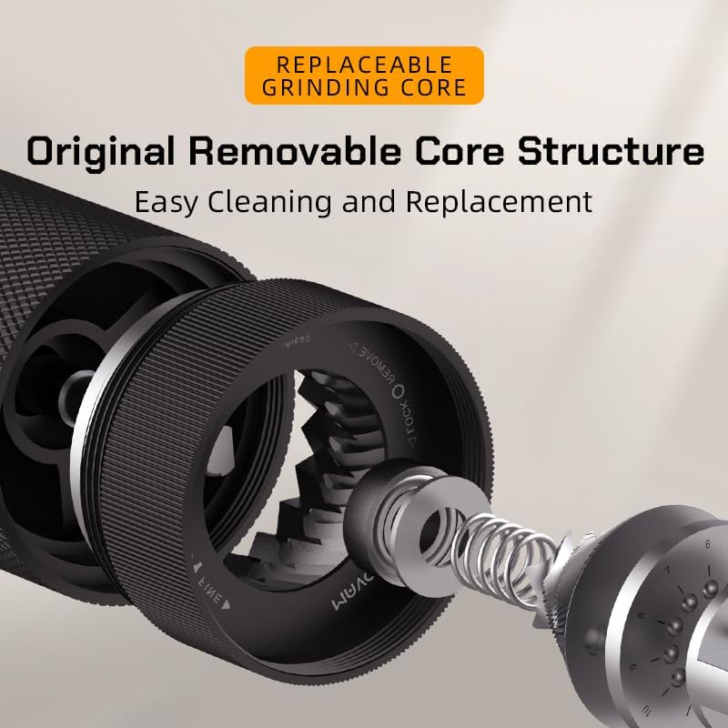 Mechanical component with replaceable grinding core on a neutral background
